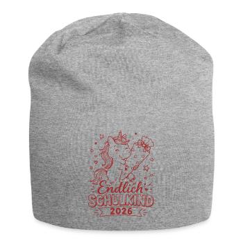 Endlich Schulkind 2026 Unicorn - Jersey-Beanie - Grau meliert - Vorne