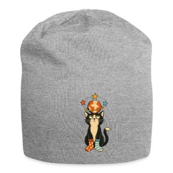 Planetenkatze - Jersey-Beanie - Grau meliert - Vorne