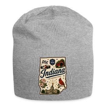 Indiana Hoosier State Vintage-Reiseaufkleber - Jersey-Beanie - Grau meliert - Vorne