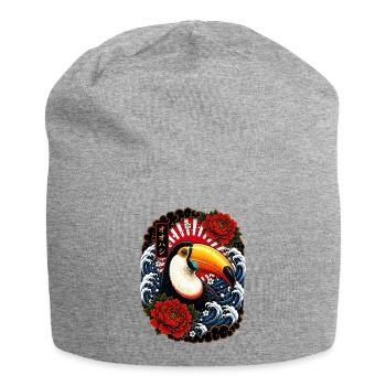 Tukan im japanischen Irezumi Tattoo Stil - Jersey-Beanie - Grau meliert - Vorne