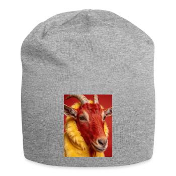 Red goat with yellow fur - Jersey Beanie - heather grey - Front