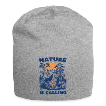 Hiking - Nature is Calling - Jersey Beanie - heather grey - Front