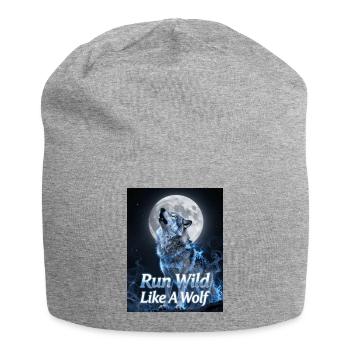 Wild wie ein Wolf – Mondnächte - Jersey-Beanie - Grau meliert - Vorne