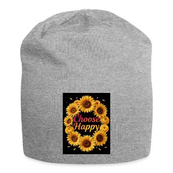 Choose Happy Sonnenblumen Kranz - Jersey-Beanie - Grau meliert - Vorne