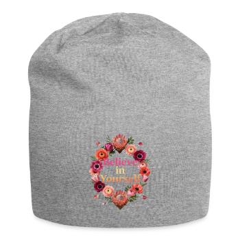 Believe in Yourself: Flower Circle - Jersey Beanie - heather grey - Front