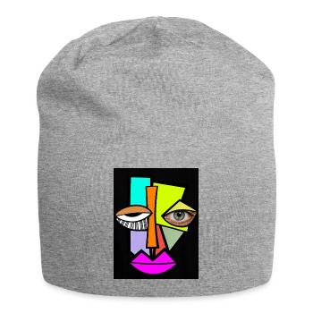 Neon Geometric Face Pop Art - Jersey Beanie - heather grey - Front