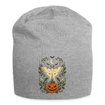 Halloween Luna Moth & Jack O' Lantern - Jersey Beanie - heather grey - Front
