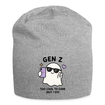 Cute Gen Z kawaii ghost taking a selfie in sunglas - Jersey Beanie - heather grey - Front