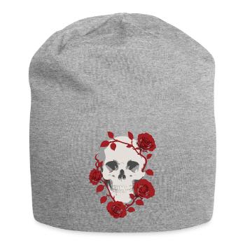 Crimson Rose Skull - Jersey Beanie - heather grey - Front