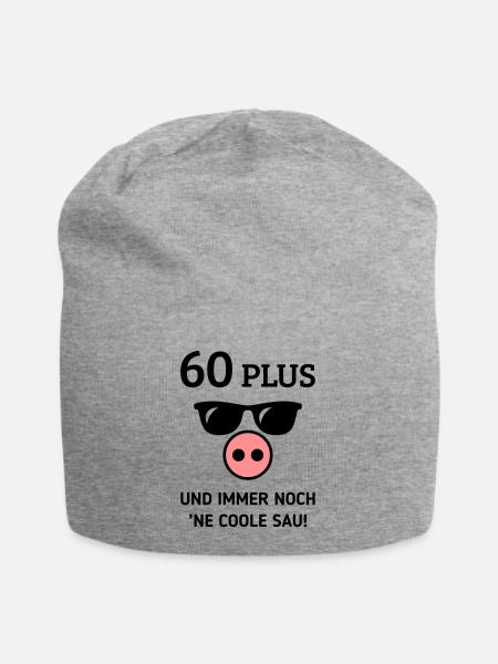 60 Plus Und Immer Noch ’Ne Coole Sau! (Geburtstag) - Jersey-Beanie - Grau meliert