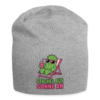 Stachel aus Sonne an Kaktus Sommer Urlaub Design - Jersey-Beanie - Grau meliert - Vorne