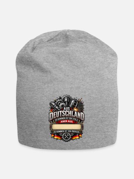 Meine Heimat Deutschland (Ortsname einfügen!) - Jersey-Beanie - Grau meliert