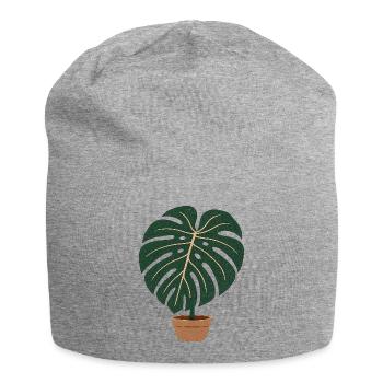 Monstera Moment – Zimmerpflanzen & Botanik - Jersey-Beanie - Grau meliert - Vorne