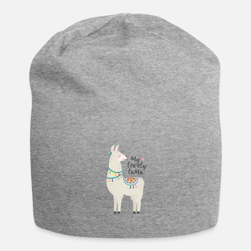 mon charmant lama - Bonnet en jersey - gris chiné