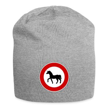 Panneau de signalisation fille licorne cadeau - Bonnet en jersey - gris chiné - Devant