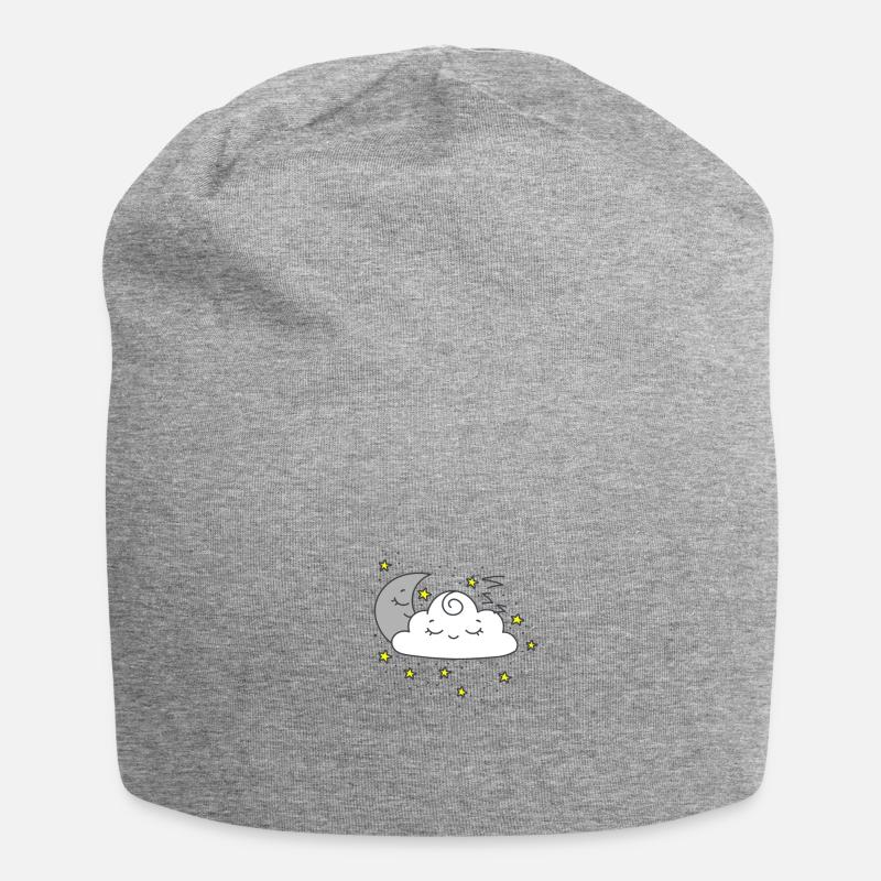 Cute Moon an Cloud T-Shirt. - Jersey-Beanie - Grau meliert