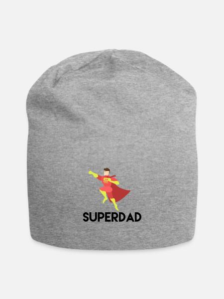 SUPERDAD Geschenkidee für den besten Papa - Jersey-Beanie - Grau meliert