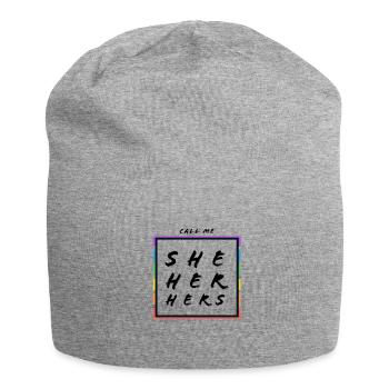 Pride - she, her, hers - Jersey Beanie - heather grey - Front