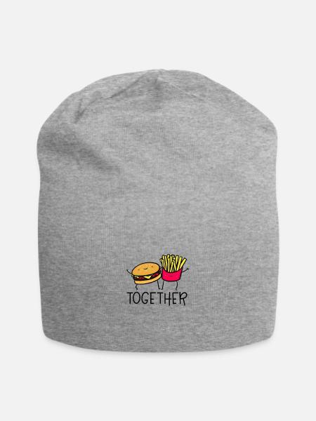 Burger und Pommes Together Print - Jersey-Beanie - Grau meliert