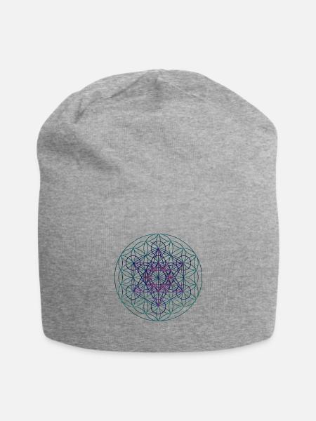 Blume Des Lebens Mit Metatron Würfel 1 - Jersey-Beanie - Grau meliert