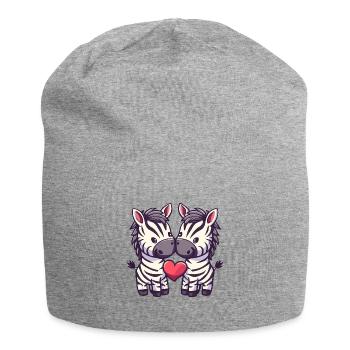 Couple de zèbres Couple d’amour Couple amoureux - Bonnet en jersey - gris chiné - Devant