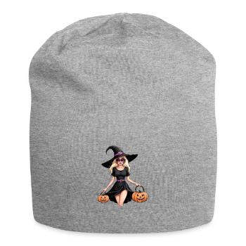 Witch Halloween Woman Pumpkin Gift - Jersey Beanie - heather grey - Front