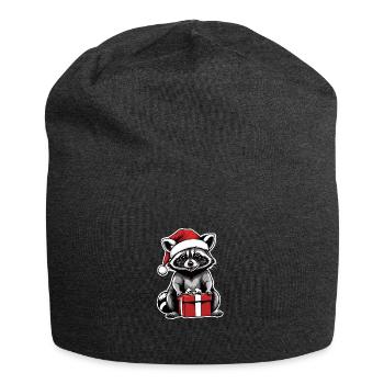 Raccoon Santa Claus Christmas Gift - Jersey Beanie - charcoal grey - Front