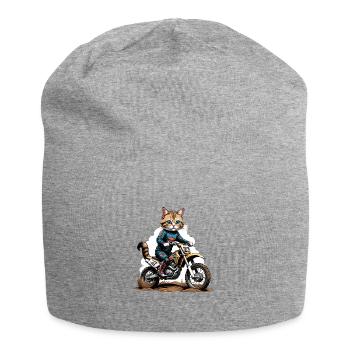 Cat Motocross Bike Geschenk Supermoto Motorrad - Jersey-Beanie - Grau meliert - Vorne