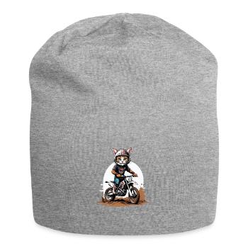 Cat Motocross Bike Gift Supermoto Motorcycle - Jersey Beanie - heather grey - Front