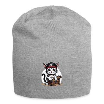 Pirate Chat Drôle Enfants Chemise Cadeau Pirate - Bonnet en jersey - gris chiné - Devant