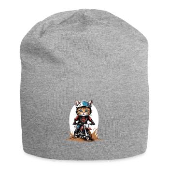 Cat Motocross Bike Gift Supermoto Motorcycle - Jersey Beanie - heather grey - Front