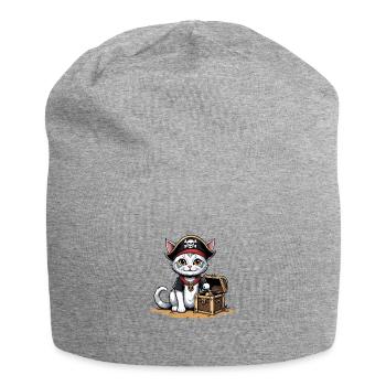 Pirate Chat Drôle Enfants Chemise Cadeau Pirate - Bonnet en jersey - gris chiné - Devant