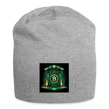 Bitcoin Krypto Crypto to the Moon Geschenk Tresor - Jersey-Beanie - Grau meliert - Vorne
