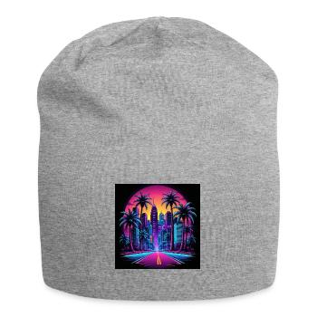Retro City Neon Color Geschenk Gaming Retro World - Jersey-Beanie - Grau meliert - Vorne