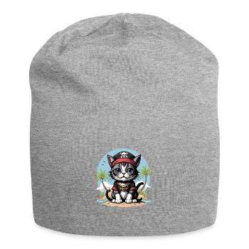 Pirate Chat Drôle Enfants Chemise Cadeau Pirate - Bonnet en jersey - gris chiné - Devant
