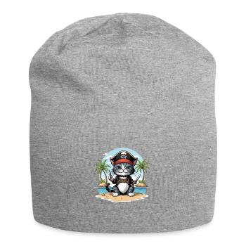Pirate Chat Drôle Enfants Chemise Cadeau Pirate - Bonnet en jersey - gris chiné - Devant