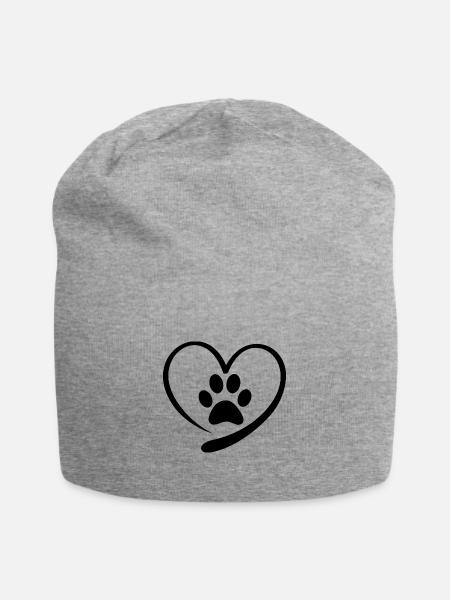 Hundepfote Hundefreund Hundemensch Geschenkidee - Jersey-Beanie - Grau meliert