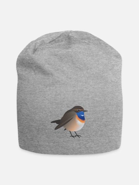 Blaukehlchen Vogel Grafik /Illustration - Jersey-Beanie - Grau meliert