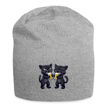 Panther Comic Beer Party Drinking - Jersey Beanie - heather grey - Front