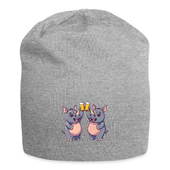 Nashorn Comic Tier Bier Lustig Saufen - Jersey-Beanie - Grau meliert - Vorne