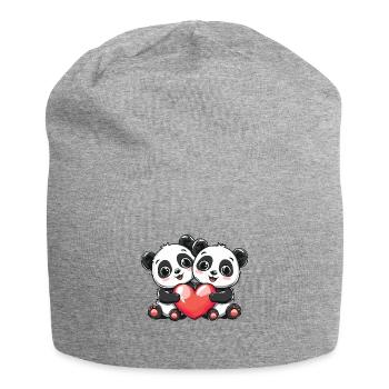 Panda Couple Love Couple In Love - Jersey Beanie - heather grey - Front