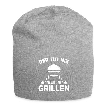 Der will nur grillen Grill Spruch Geschenkidee - Jersey-Beanie - Grau meliert - Vorne