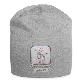 Freude teilen verbindet - Jersey-Beanie - Grau meliert - Vorne