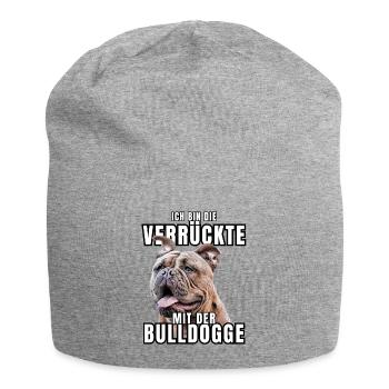 I'm the CRAZY one with the bulldog dog DOGS - Jersey Beanie - heather grey - Front