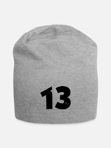 13 Zahl - Jersey-Beanie - Grau meliert
