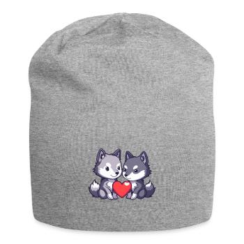 Wolf Couple Love Couple In Love - Jersey Beanie - heather grey - Front