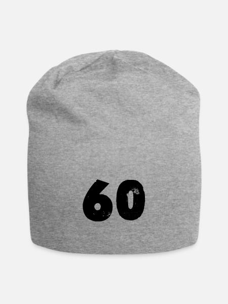 60 Zahl - Jersey-Beanie - Grau meliert