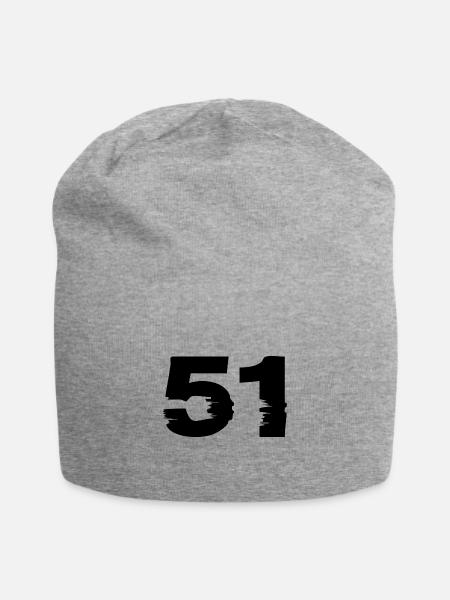51 Zahl - Jersey-Beanie - Grau meliert