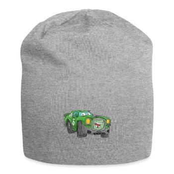 Rennauto mit Gesicht - Jersey-Beanie - Grau meliert - Vorne