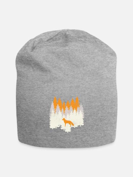 Retro Fuchs Vintage Wald Tannen Collage - Jersey-Beanie - Grau meliert